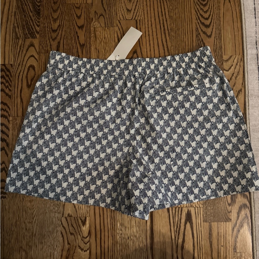 NWT Tory Burch mini Blue Zebra print poplin pull on shorts